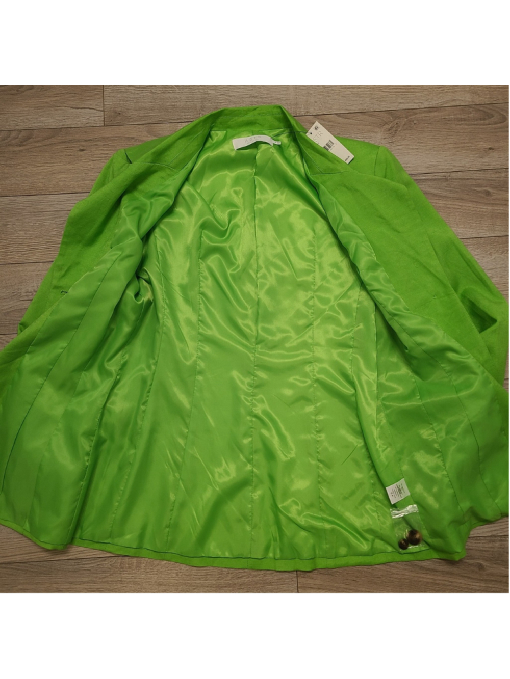 NEW ASTR The Label Lime Green Linen Blend Blazer Womens Medium Career Lined - Picture 7 of 10